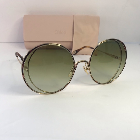 New Authentic Chloe Gold & Green Round Sunglasses HANAH COLLECTION - Picture 1 of 14